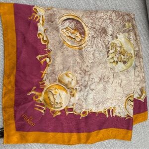 Fendi Scarf with Rich Purple and Gold Accents
